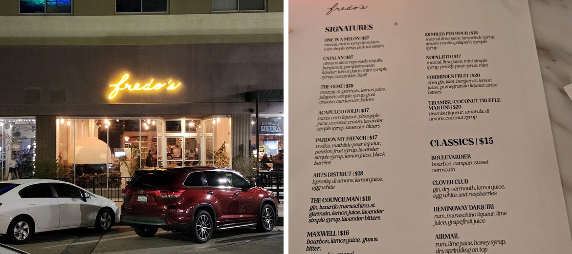 Fredo's Menu